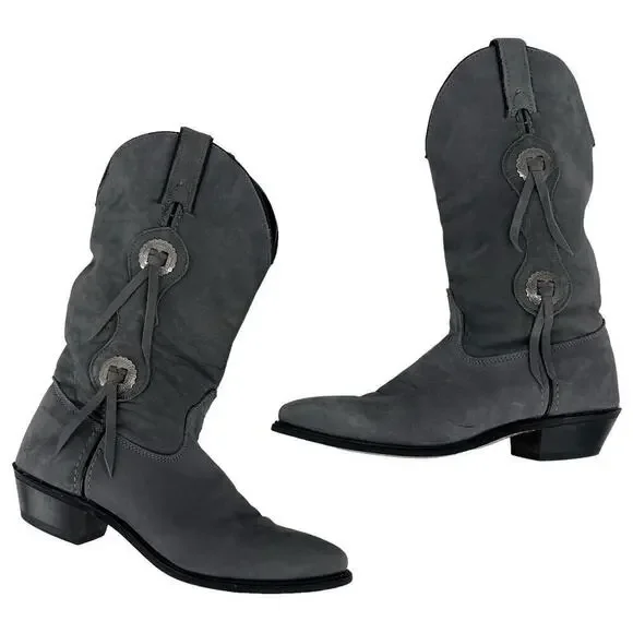 Vintage Capezio Boots Gray Suede Western Cowgirl Size 7 - Picture 1 of 11
